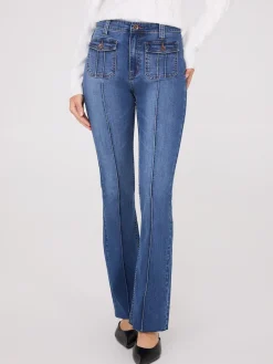 Pintuck Front Bootcut Jeans