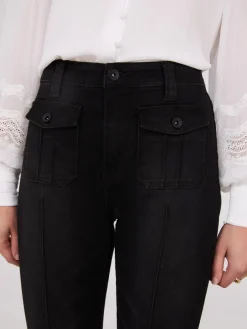 Pintuck Front Bootcut Jeans