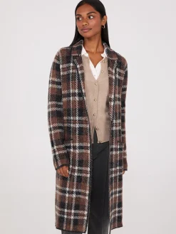Plaid Jacquard Notch Collar One-Button Duster
