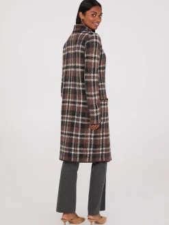 Plaid Jacquard Notch Collar One-Button Duster
