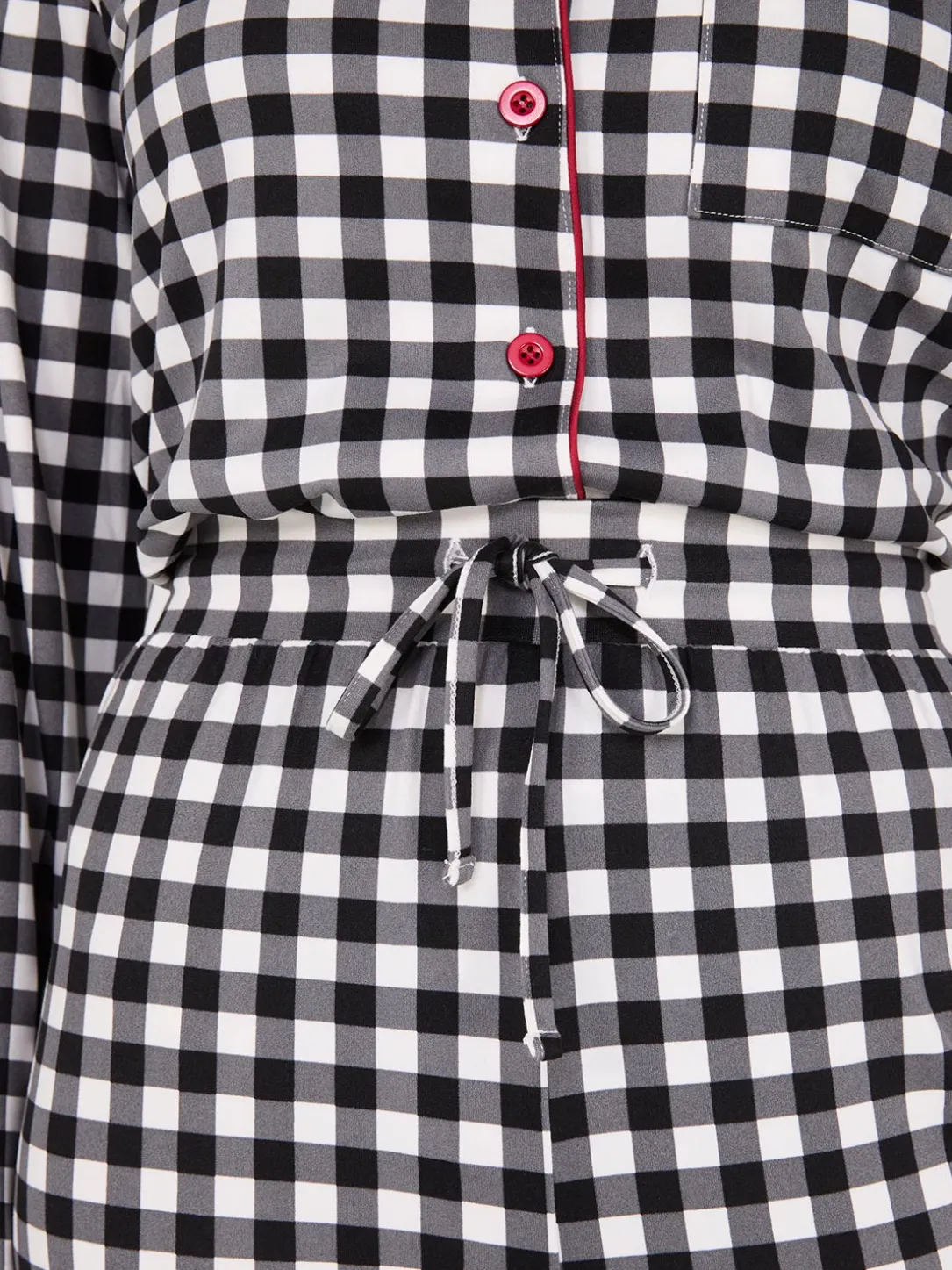 Plaid Print Button-Down Pajama Set