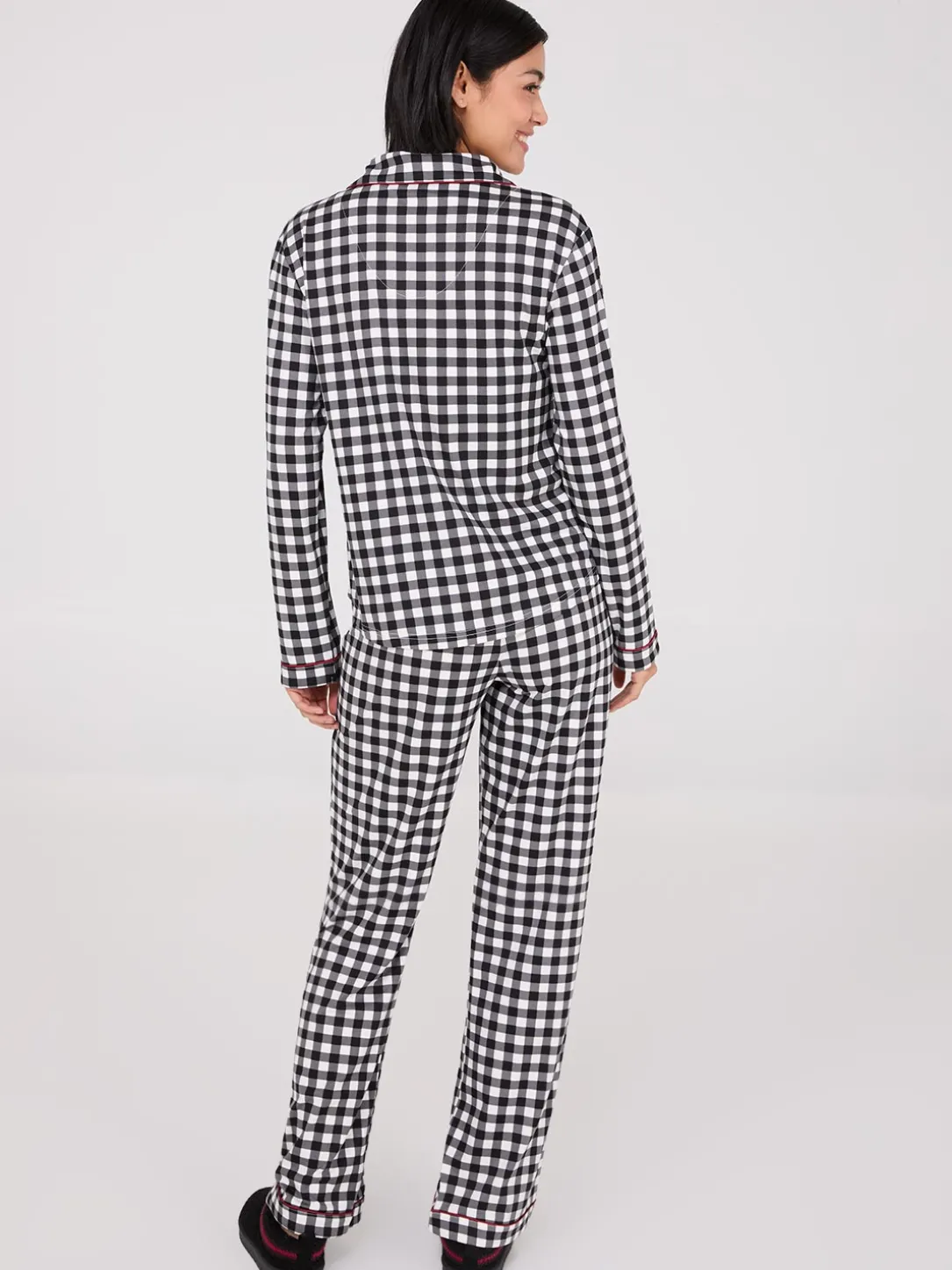Plaid Print Button-Down Pajama Set