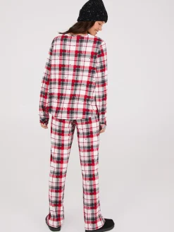 Plaid Print Henley Pajama Set