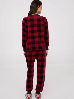 Plaid Print Velour Pajama Set