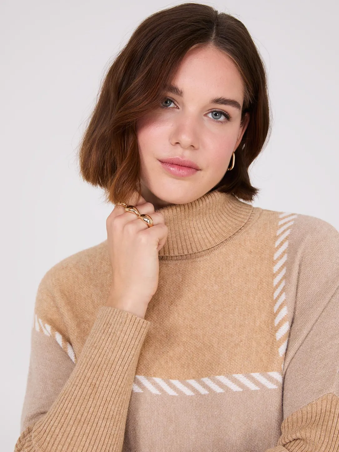 Plaid Turtleneck Poncho