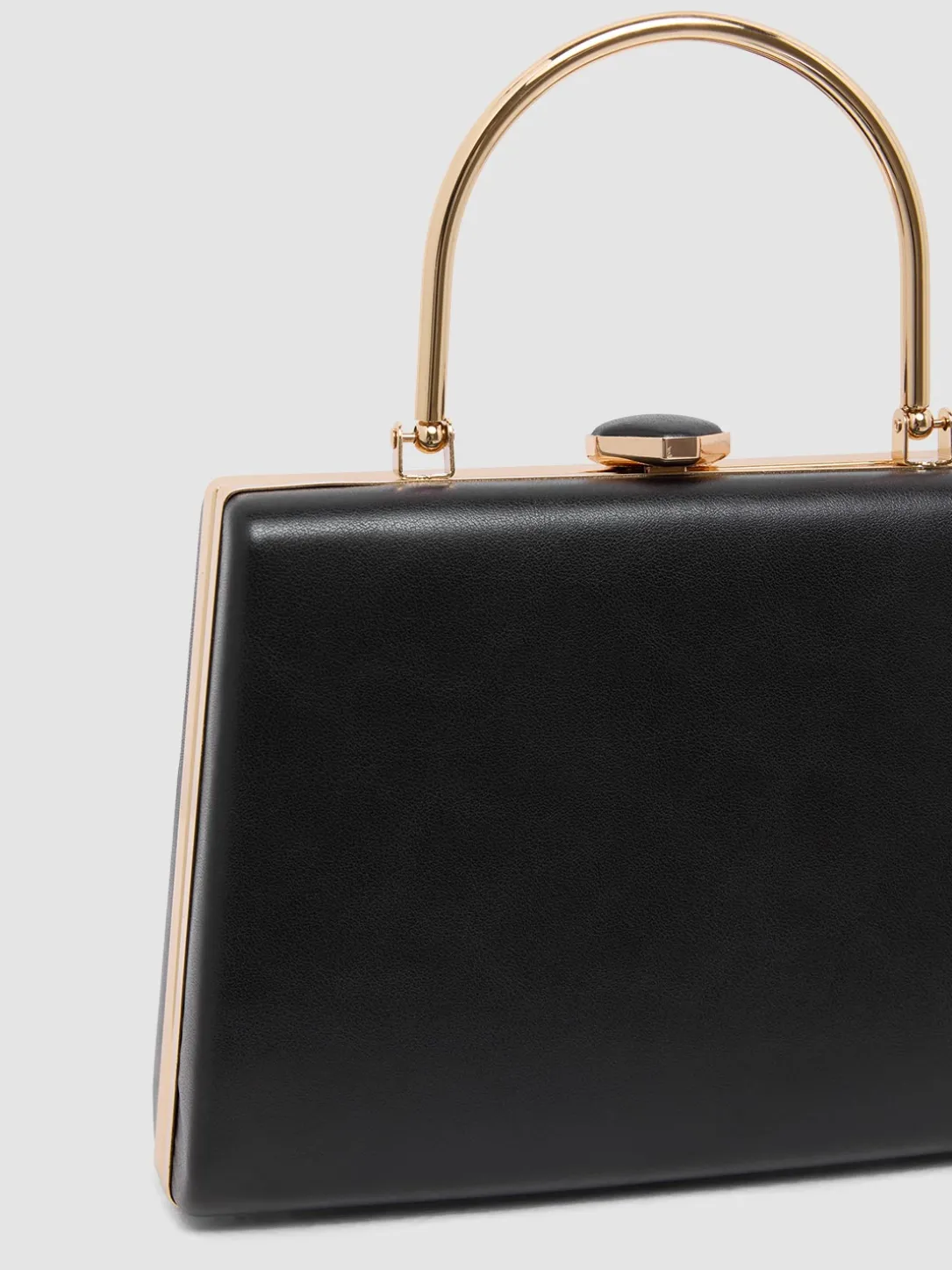 Pleated Faux-Leather Minaudere With Top Handle