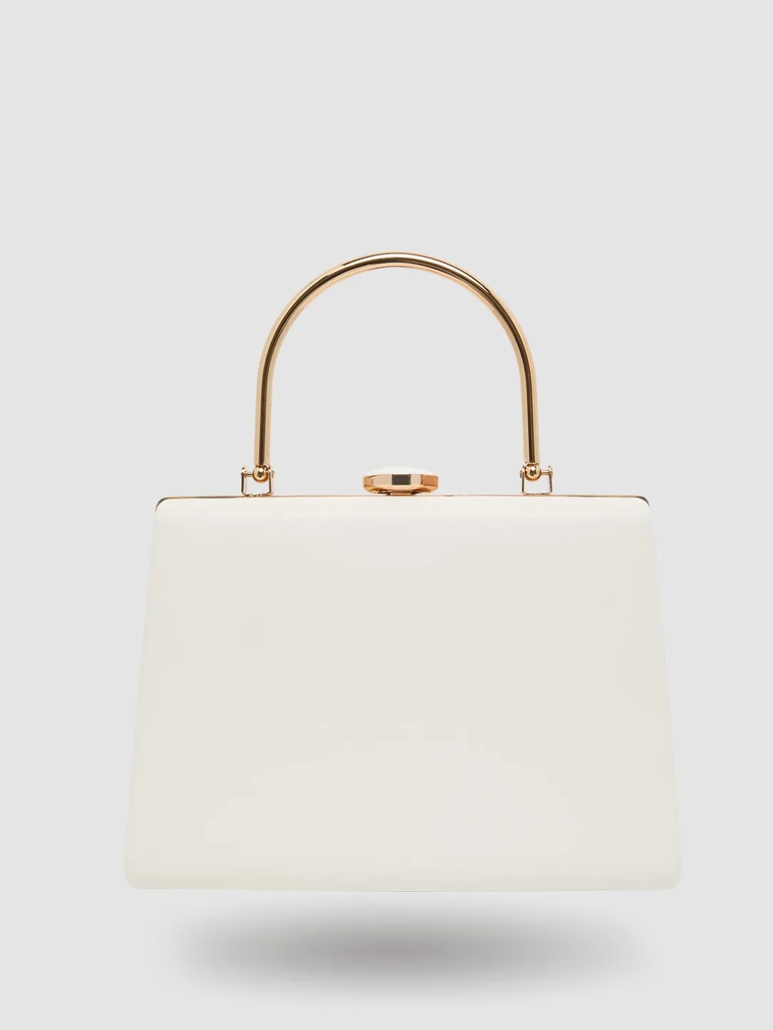 Pleated Faux-Leather Minaudere With Top Handle