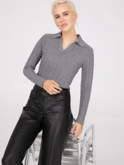 Pleated Johnny Collar Sweater