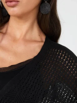 Pointelle Shrug With Front Tie