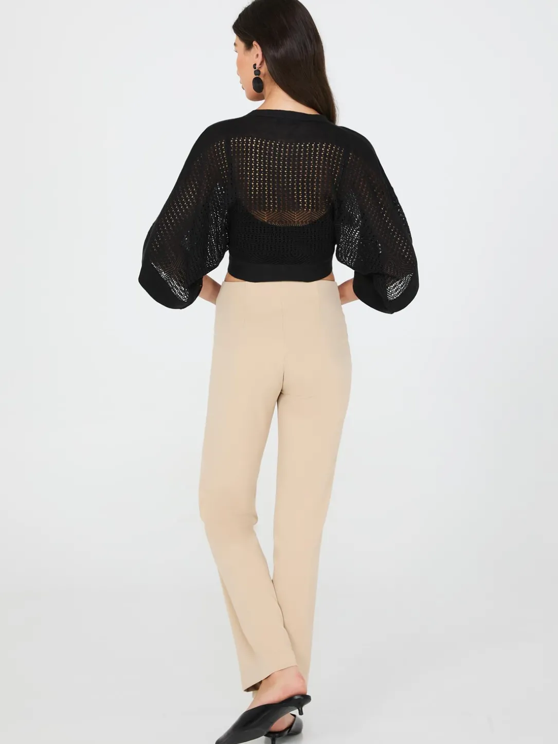 Pointelle Shrug With Front Tie