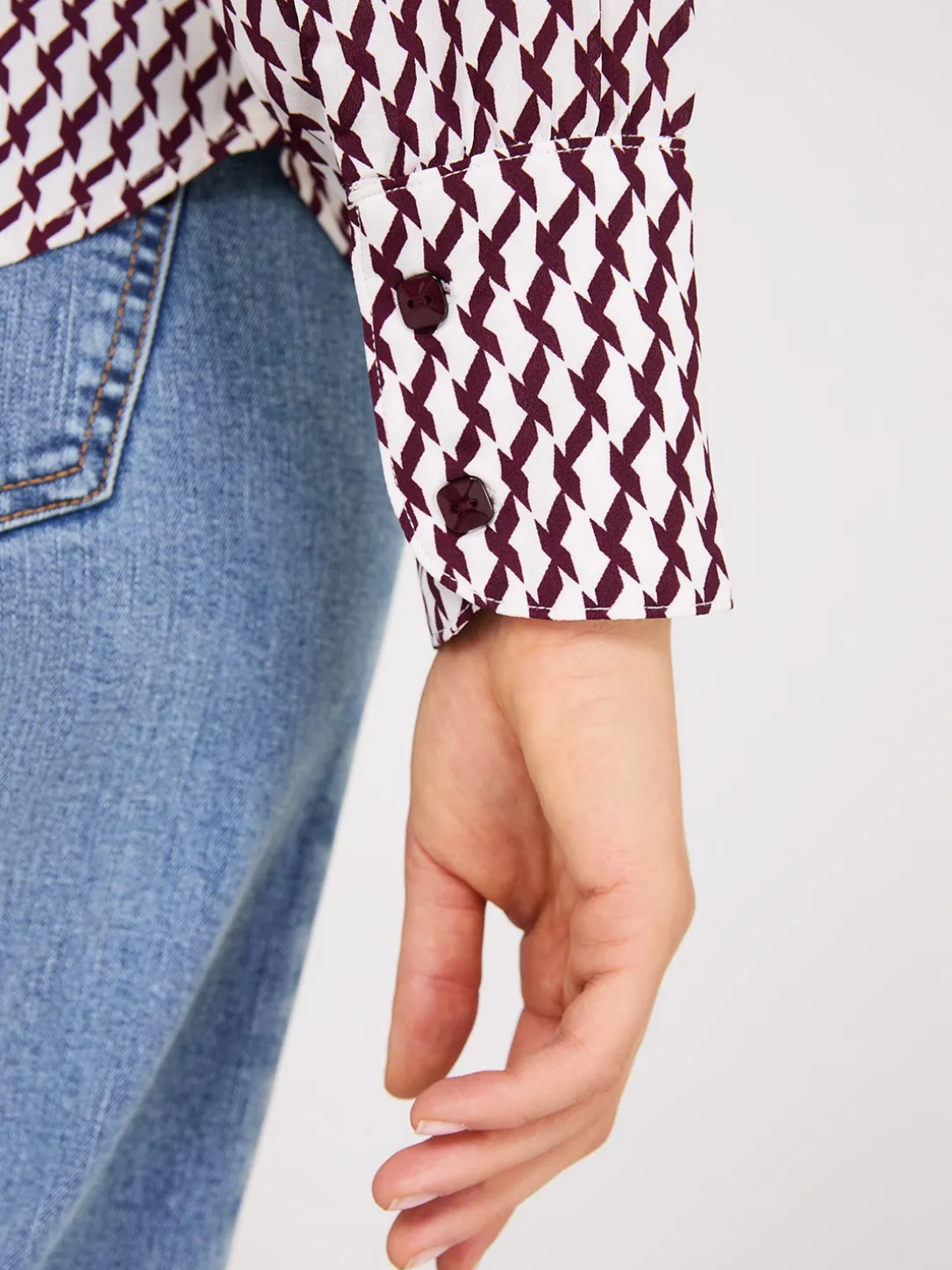 Printed Chiffon Button-Front Blouse