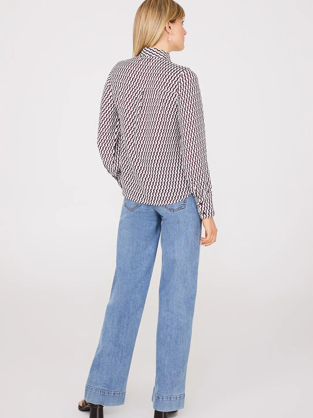 Printed Chiffon Button-Front Blouse