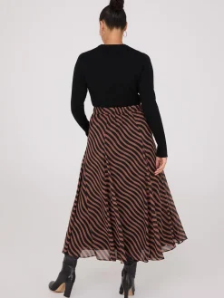 Printed Chiffon Button-Front Skirt