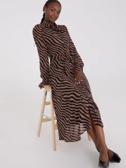Printed Chiffon Maxi Shirt Dress