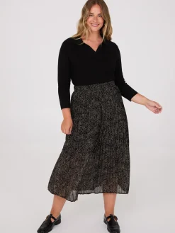 Printed Chiffon Pleated Midi Skirt