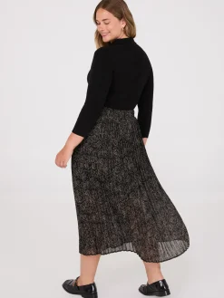 Printed Chiffon Pleated Midi Skirt