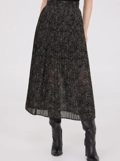 Printed Chiffon Pleated Midi Skirt
