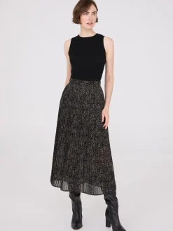 Printed Chiffon Pleated Midi Skirt