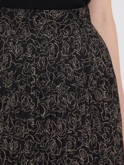 Printed Chiffon Pleated Midi Skirt