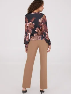 Printed Crossover Top With Ruched Details