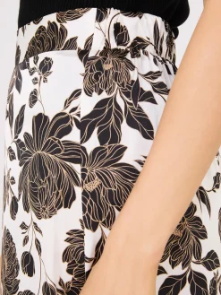 Printed Satin A-Line Skirt