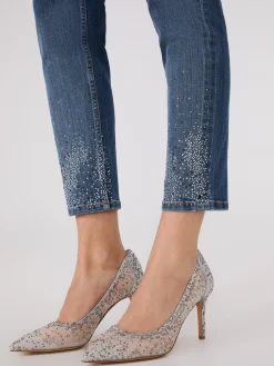 Rhinestone Embellished Slim Leg Jeans