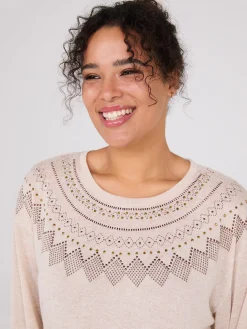 Rhinestone Fair Isle Long Sleeve Top