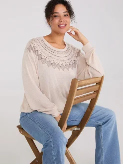 Rhinestone Fair Isle Long Sleeve Top