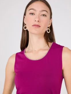 Rhinestone Neckline Sleeveless Top