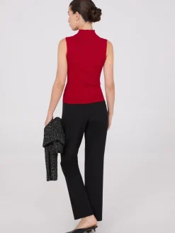 Ribbed Funnel Neck Sleeveless Sweater