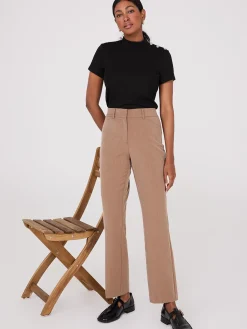 Ribbed Mock Neck Top With Button Details