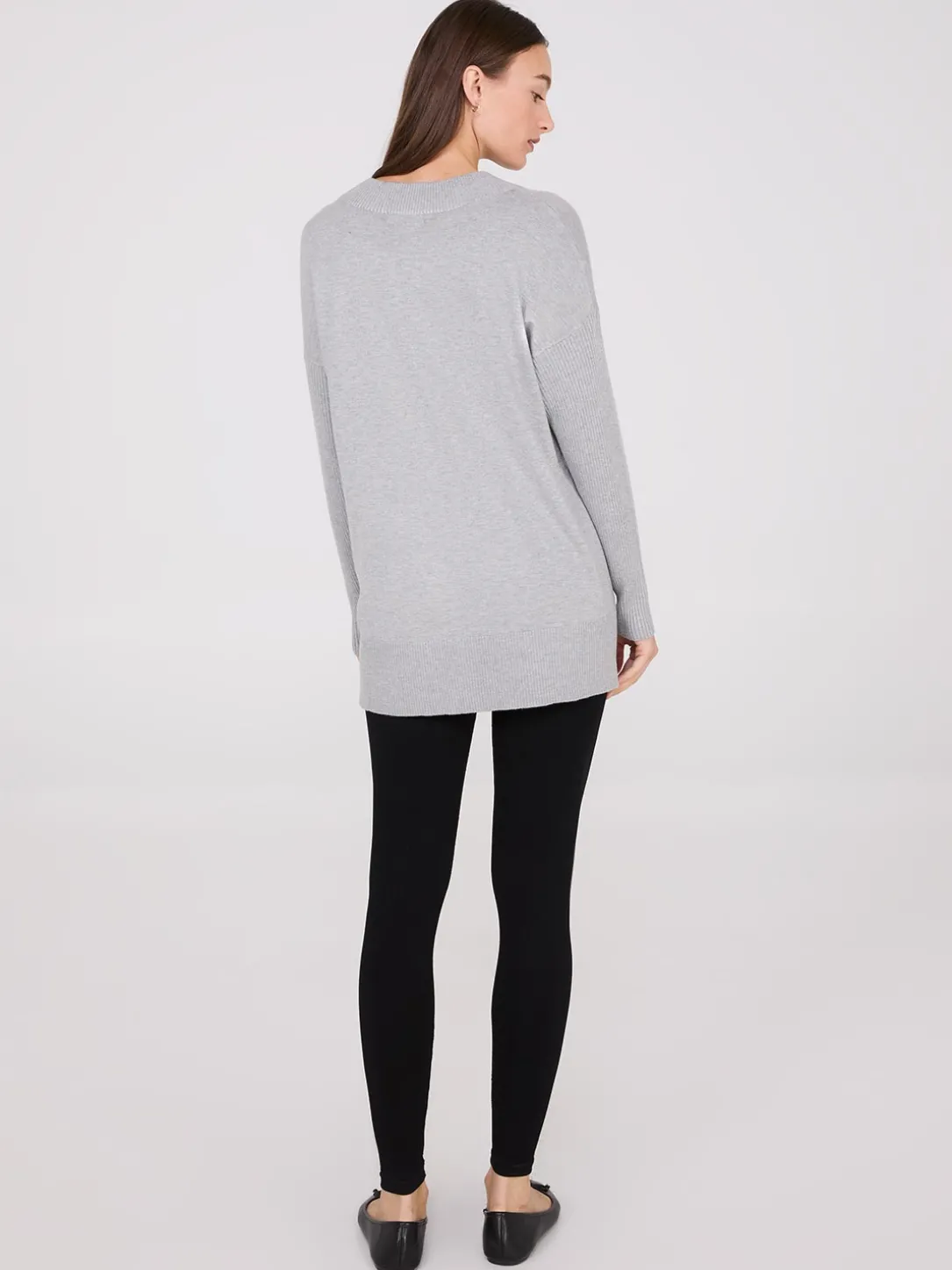 Ribbed V-Neck Tunic Top