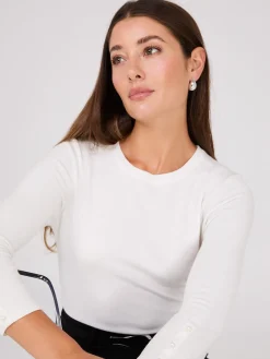 Round Neck Sweater With Button Details