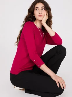 Round Neck Sweater With Button Details