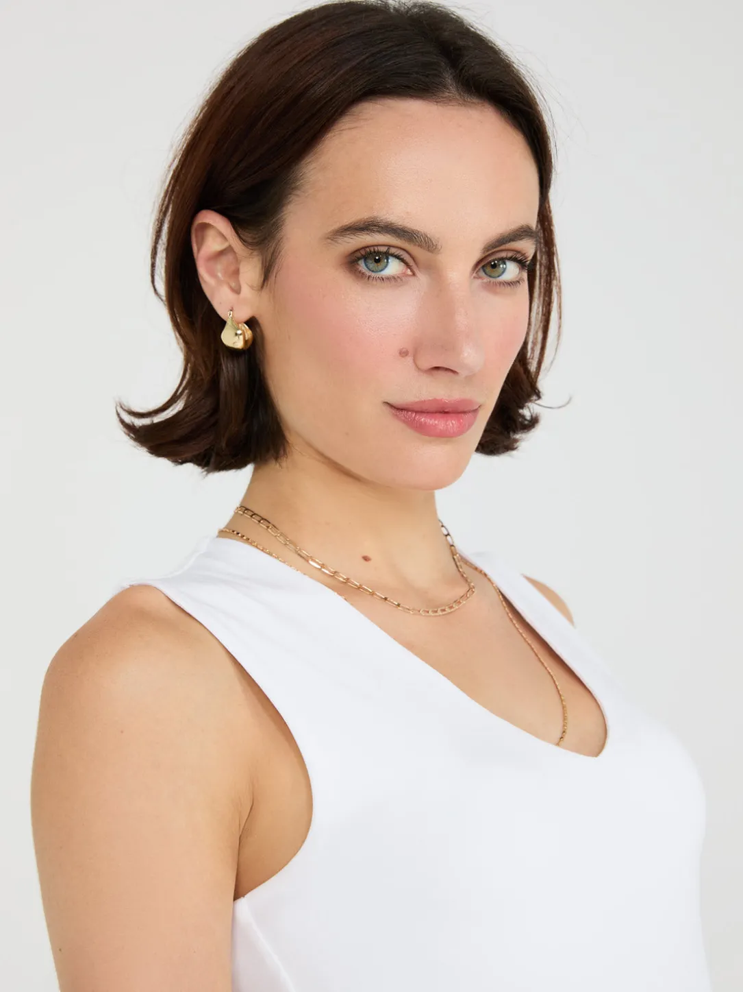 Rounded V-Neck Jersey Tank Top