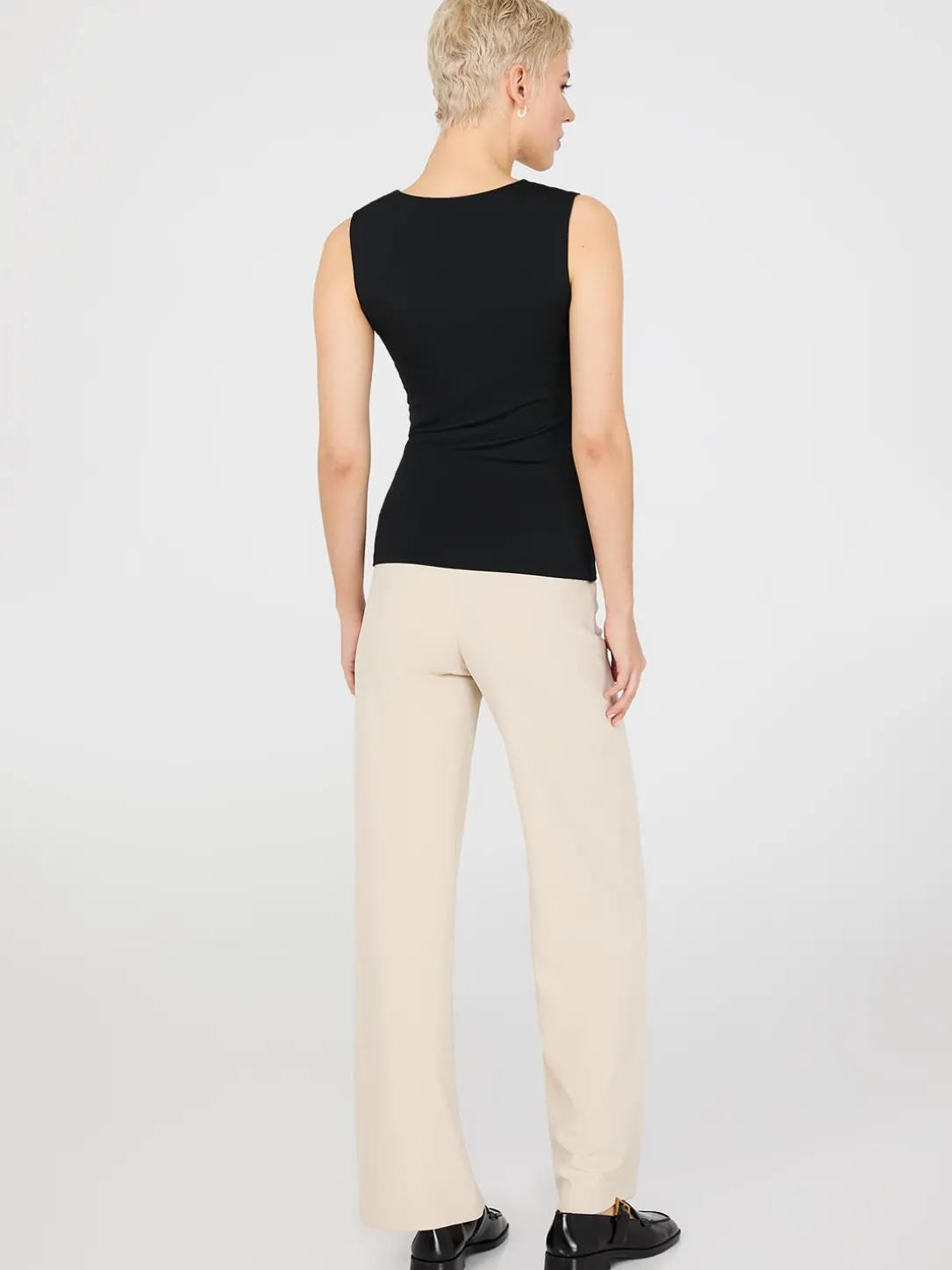 Rounded V-Neck Jersey Tank Top