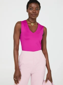 Rounded V-Neck Jersey Tank Top