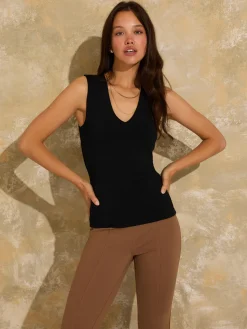 Rounded V-Neck Jersey Tank Top