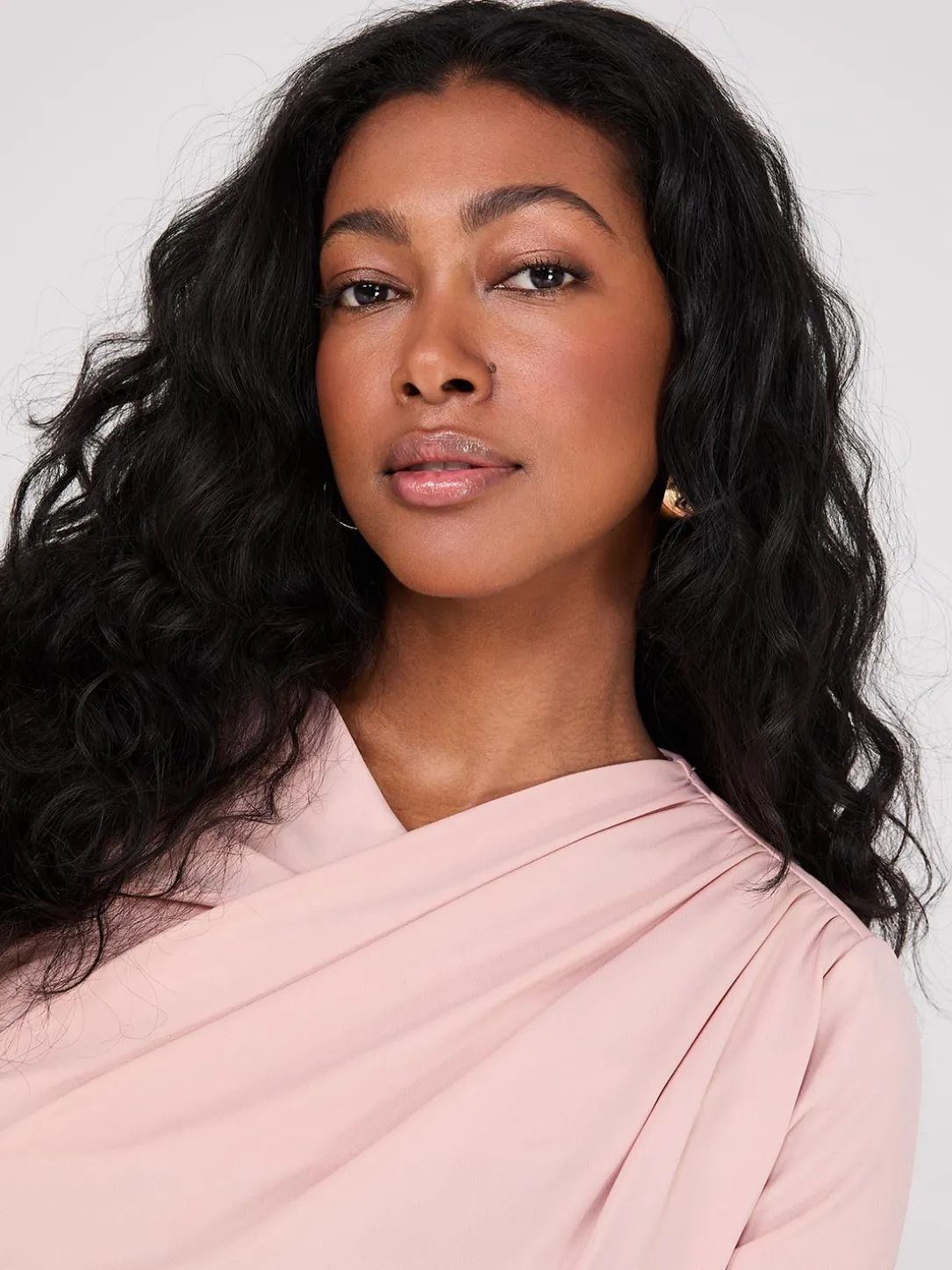 Ruched Drape Neck Top