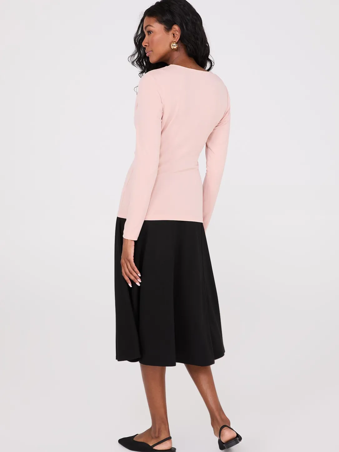 Ruched Drape Neck Top