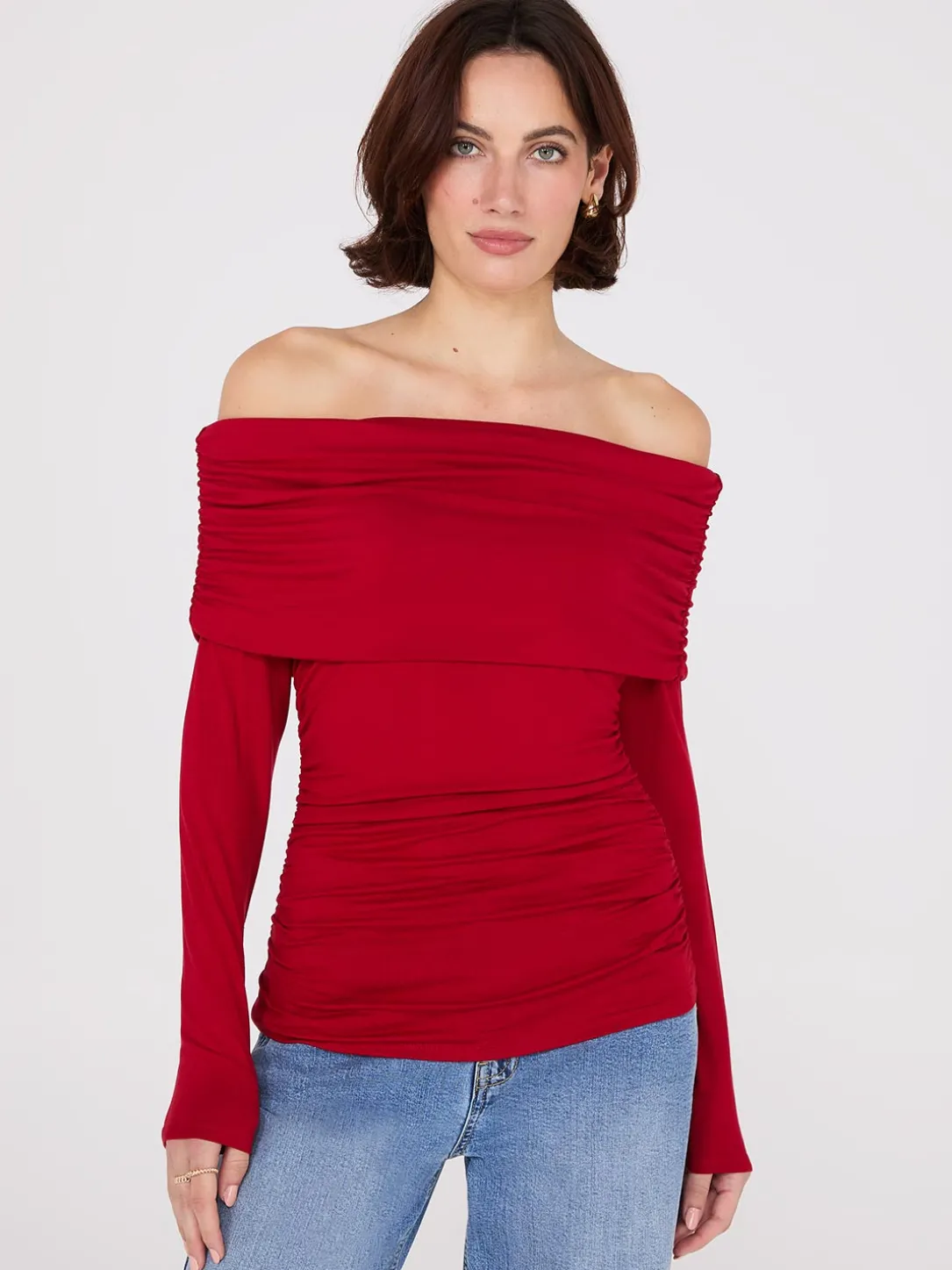 Ruched Off-The-Shoulder Top