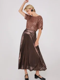 Ruched Short Sleeve Sequin Top
