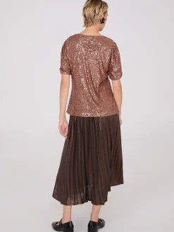 Ruched Short Sleeve Sequin Top
