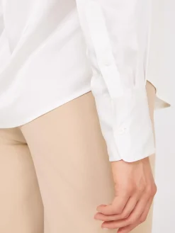 Satin Button-Front Blouse