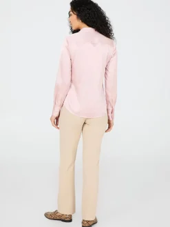 Satin Button-Front Blouse