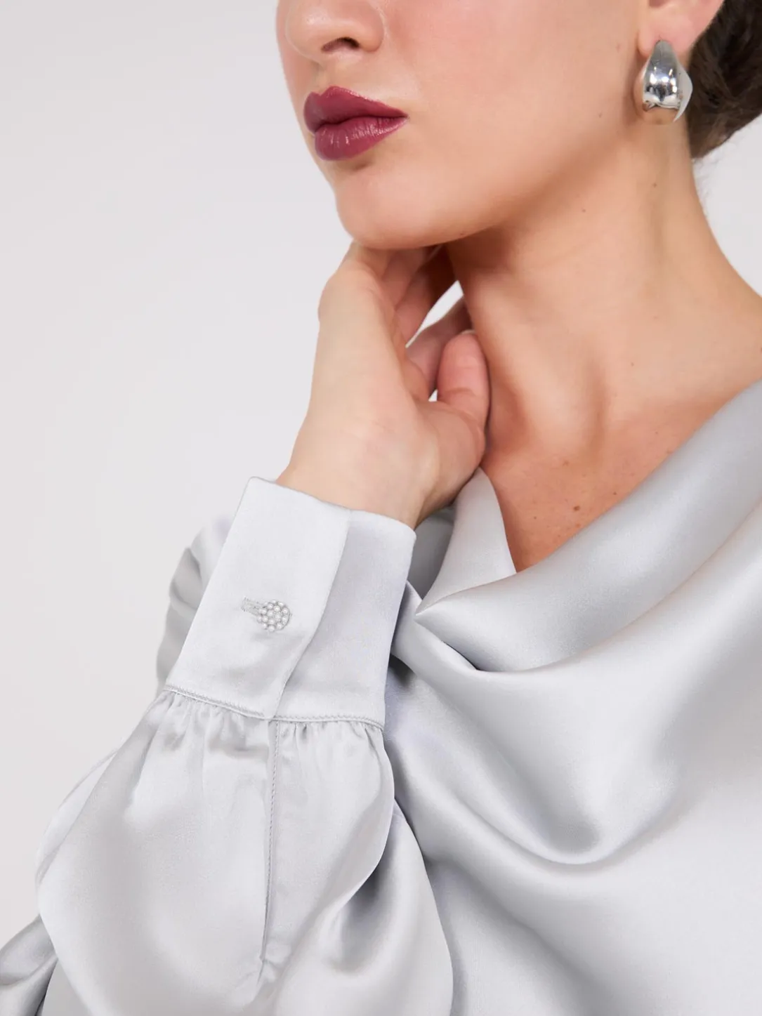 Satin Cowl Neck Blouse