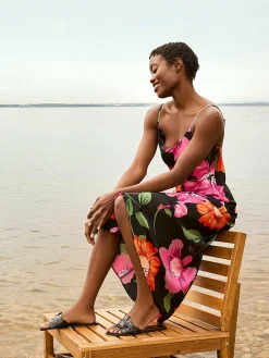 Satin Floral Print Slip Dress