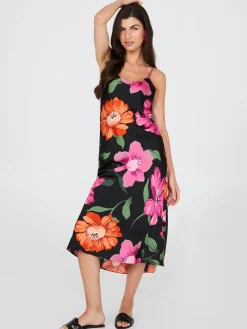 Satin Floral Print Slip Dress