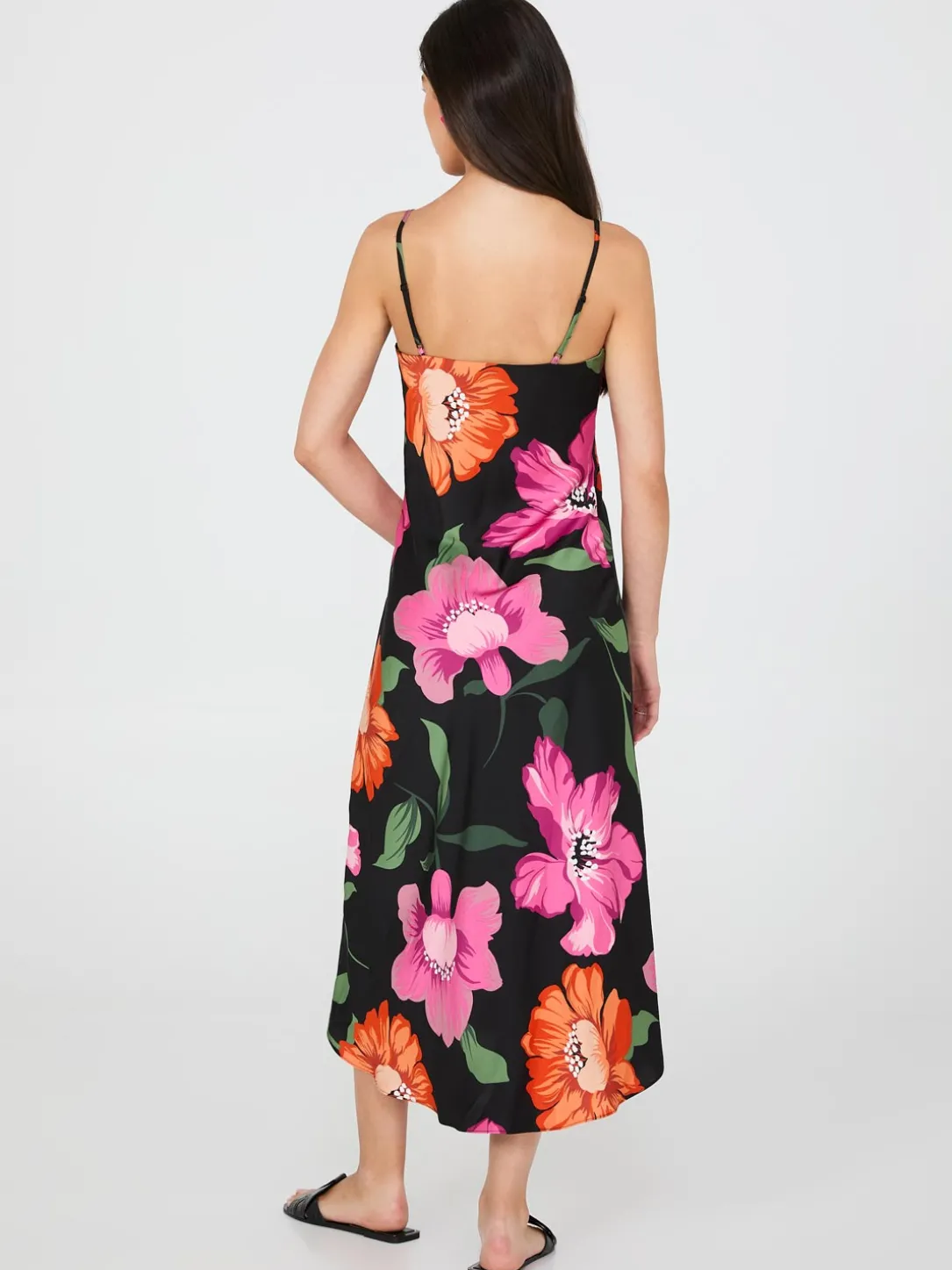 Satin Floral Print Slip Dress