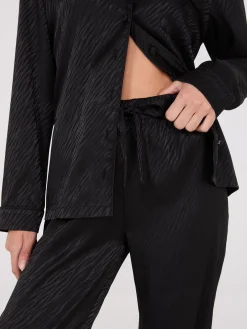 Satin Jacquard Button-Down Pajama Set